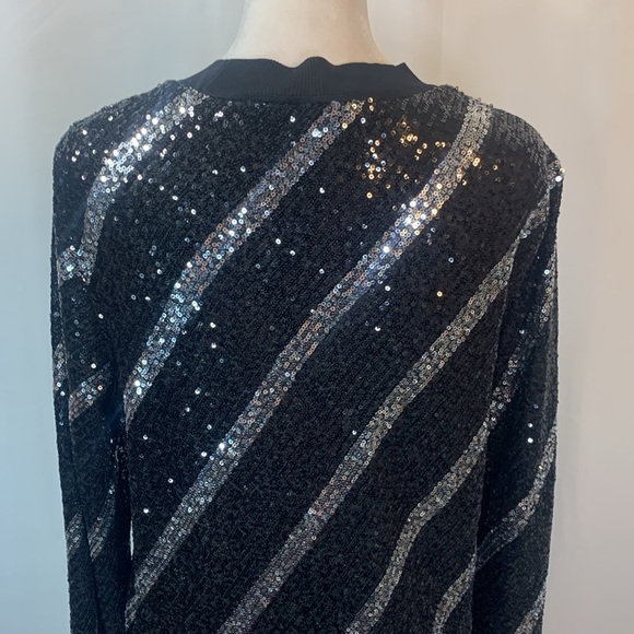 AllSaints Juela Bowi Black and Silver Long Sleeve Sequined Mini Dress- NWOT - Picture 10 of 16